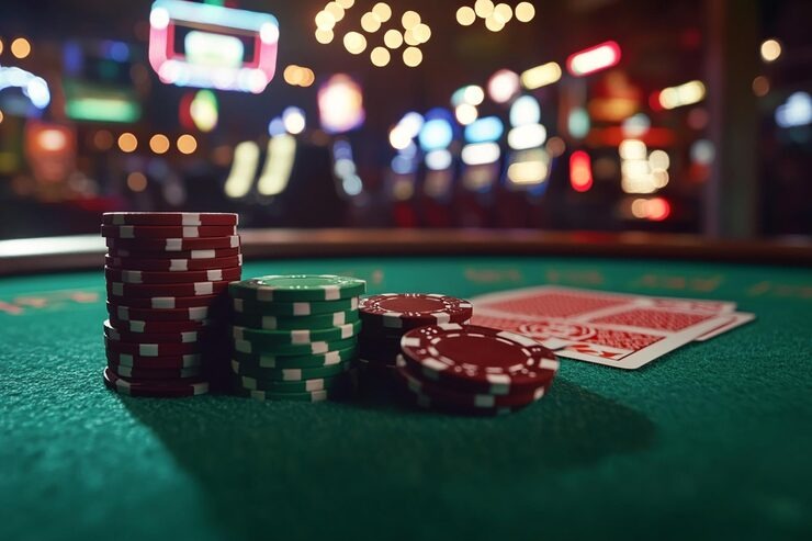 Split screen showing live blackjack table on left and slot game interface on right